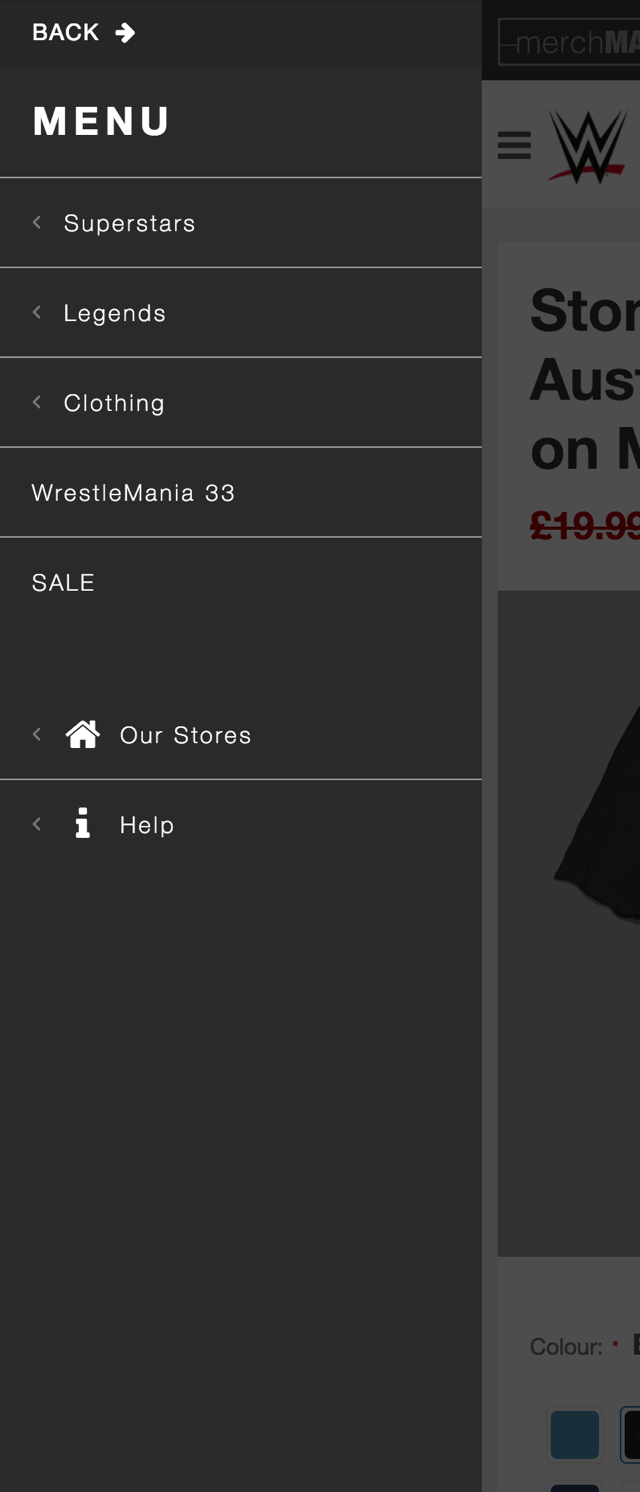 Merchmaker WWE Mobile Menu